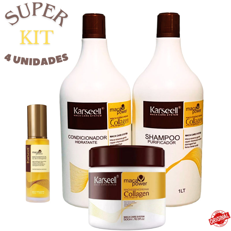 Kit Karseell Mascara + 1 Shampoo + 1 Condicionador + óleo